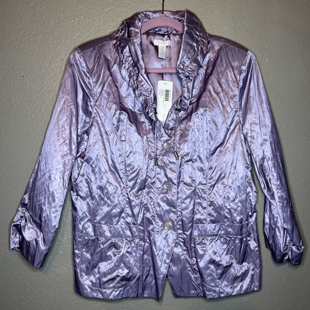 New with tags Chico’s metallic lavender jacket Size 2